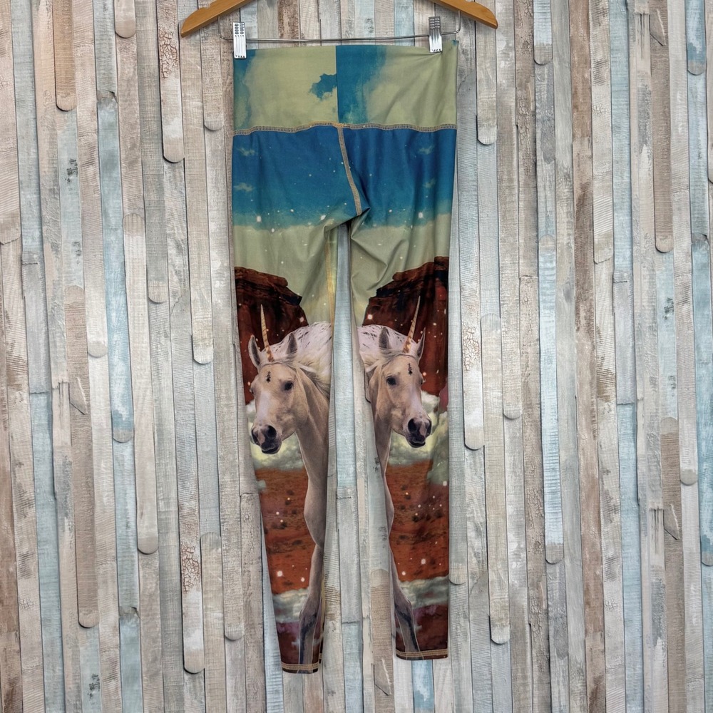 Teeki S Unicorn Wrangler Hot Pant Leggings Desert Landscape Recycled Yoga Gym‎